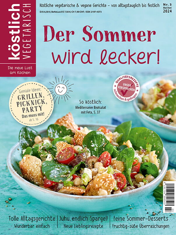 Kochzeitschrift Koestlich Vegetarisch Der Sommer Wird Lecker Kv 3 2024 Titelseite Gross 72dpi Rgb 604x805px 1a9c91e0