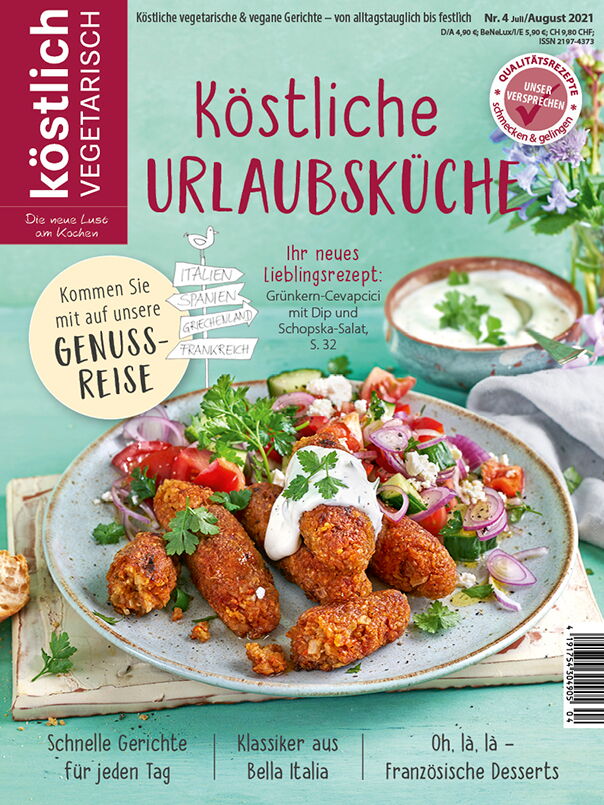Kochzeitschrift Koestlich Vegetarisch Koestliche Urlaubskueche Kv 4 2021 Titelseite Gross 72dpi Rgb 604x805px 6710bed4